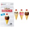 BioSwiss Bandages, Ice Cream Shaped Self Adhesive Bandages, Latex Free Sterile Wound Care, Fun First Aid Kit Supplies for Kids, 24 Count