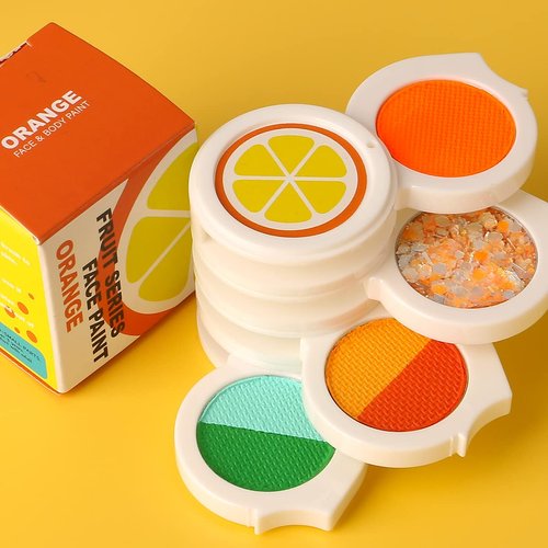 Bowitzki Water Activated Eyeliner Palette With Glitter Smudge proof Face Paint Makeup Kit-Fruit Series (Orange)