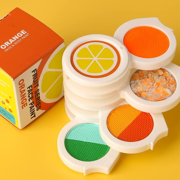 Bowitzki Water Activated Eyeliner Palette With Glitter Smudge proof Face Paint Makeup Kit-Fruit Series (Orange)