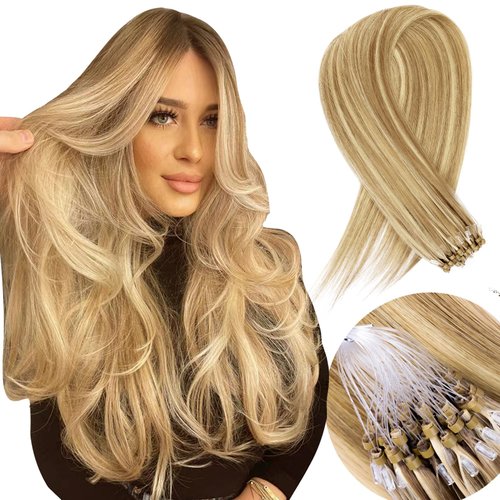 MioYio Microlink Hair Extensions Human Hair#18613 Blonde ，Micro link Hair Extensions Human Hair ，Microlink Hair Extensions, Microlink Extensions ，Microlink Extensions Human 16inch 30g/pack