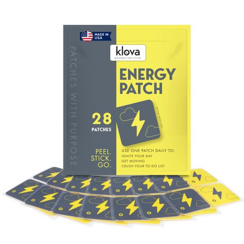 Klova Energy Patches with Caffeine, Green Tea Extract, Peppermint Leaf Extract, Vitamin B3 and Vitamin B6 - for Enhanced Morning Wakefulness