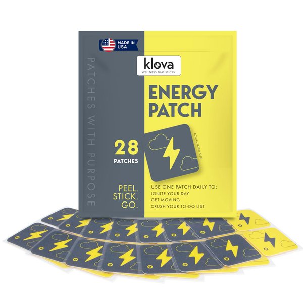 Klova Energy Patches with Caffeine, Green Tea Extract, Peppermint Leaf Extract, Vitamin B3 and Vitamin B6 - for Enhanced Morning Wakefulness