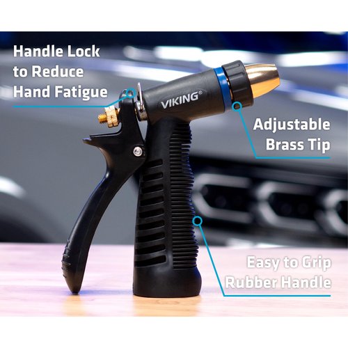 VIKING High Pressure Adjustable Hose Nozzle with Brass Tip for Garden Watering and Car Washing