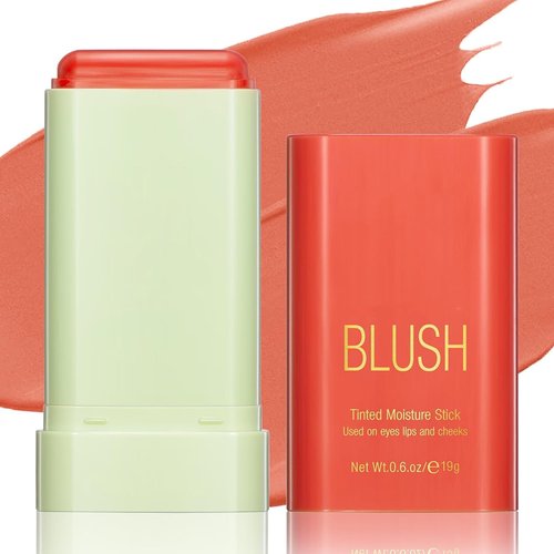Melemando 3 color Cream Blush Stick,Soft Blush Cream Makeup for Cheek&Lips, Unique Roating Design Blush Stick, Natural Matte Texture Blush Face Stick. (03 Coral orange)
