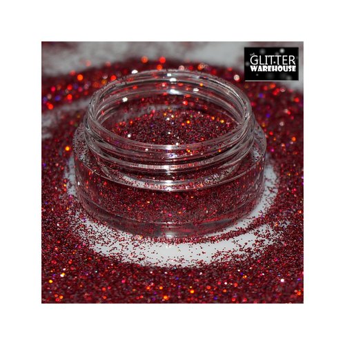 GlitterWarehouse Fine (.008") Holographic Solvent Resistant Cosmetic Grade Glitter. Great for Makeup, Body Tattoo, Nail Art and More! (10g Jar)… (Red Wine)