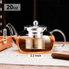 PARACITY Glass Teapot Stovetop 20 OZ/600ml, Tea pot with Removable 18/8 Stainless Steel Infuser, Borosilicate Clear Tea Kettle, Teapot Blooming and Loose Leaf Tea Maker Tea Brewer for Camping, Travel