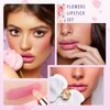 Likesing 3 Pieces Clear Lipstick Set, Pink Crystal Jelly Flower Color Changing Lipstick, Tinted Lip Balm Makeup Color Stay Lip Moisturizing Lip Stick Gift For Girls（Red, Pink,Blue Flower）