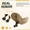 Highlights Nano Bead Hair Extensions Human Hair,18 Inch Colored #8/18/60 Brown to Ash Brown with Platinum Blonde 100% Natural Human Hair Extensions Nano Ring Remy Hair Extensions 50G/50S