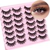 Veleasha Lashes 3D Faux Mink Lashes Fluffy False Eyelashes Natural Look 14 Pairs Lashes Pack Luxury Wispy Fake Eyelashes (815-Z)