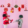 48Piease Firetruck Hanging Swirls Firetruck Birthday Party Decorations for Kids Double-sided Firefighter Fireman Fire Rescue Ceiling Streamers Firetruck Foil Spirals Hanging Decor