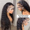 180% Density 13x6 Lace Front Wigs Human Hair Deep Wave Lace Frontal Wigs for Black Women Glueless HD Pre Plucked Loose Deep Curly Lace Front Wig Natural Hairline 20 Inch