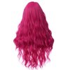 BERON 26 Inches Hot Pink Wig Long Curly Wig with Bangs Synthetic Wig Women Girls Wig Rose Red Wigs with Wig Cap