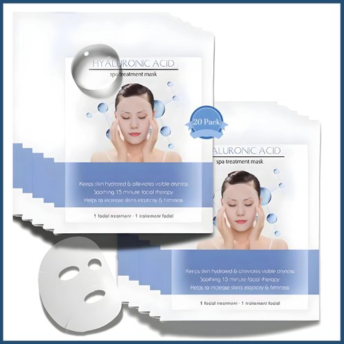 Face Masks Skincare | 20-Pack Hydrating Hyaluronic Acid Face Sheet Mask | Anti-Aging Skincare | PH Balanced for Sensitive Skin | Not Tested on Animals | Korean Skincare