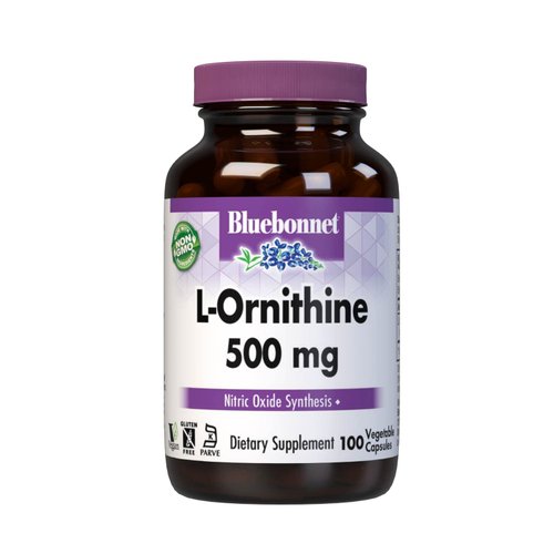 Bluebonnet Nutrition L-Ornithine 500mg, Free-Form Amino Acid, for Healthy Protein Metabolism*, Soy-Free, Gluten-Free, Non-GMO, Kosher Certified, Vegan, 100 Vegetable Capsules, 100 Servings