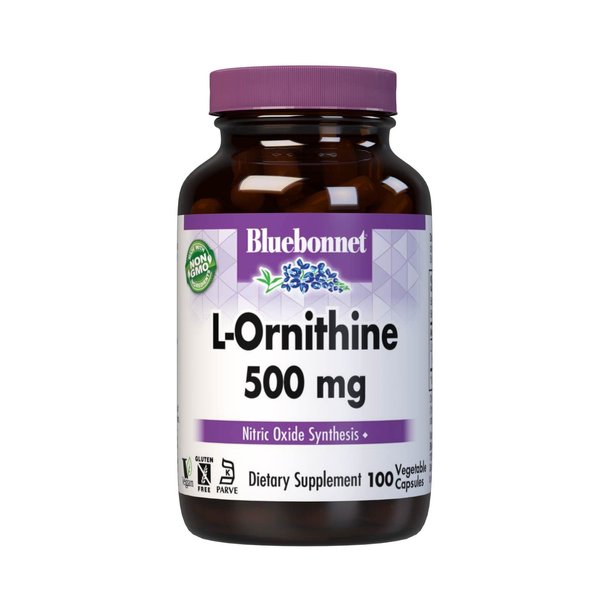 Bluebonnet Nutrition L-Ornithine 500mg, Free-Form Amino Acid, for Healthy Protein Metabolism*, Soy-Free, Gluten-Free, Non-GMO, Kosher Certified, Vegan, 100 Vegetable Capsules, 100 Servings