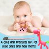 Baby Teething Toy Set - Includes Pink Pacifier Clip, Giraffe Teether & Bear Teether - Silicone Chew Toys for Infants Newborns - BPA Free Freezer Safe