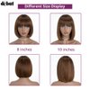 DÉBUT Short Bob Straight Wigs with Bangs Ombre Brown Brazilian Virgin Human Hair Glueless Non Lace Front Bob Wigs 8 Inches