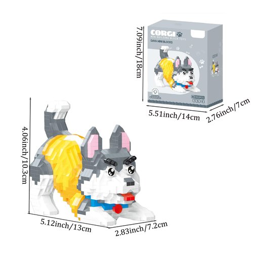shenhailan Cute Animal Building Blocks, Pet Micro Mini Building Blocks for Adults and Kids Age 6+ Gift Toy 952 Pcs (Yellow Husky)