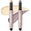 FOCALLURE 2PCS No Crease Eyeshadow Stick,Shimmer and Matte Cream Eyeshadow Pencil Crayon,Long Lasting Waterproof Eye Brightener Stick With Blending Brush,California Gold Rush