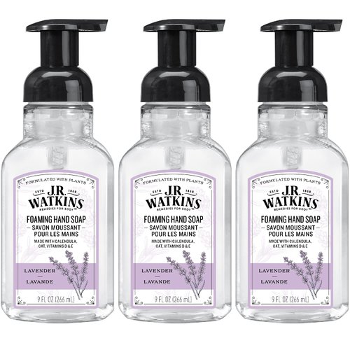 J.R. Watkins Foaming Hand Soap For Bathroom or Kitchen, Scented, USA Made And Cruelty Free, 9 Fl Oz, Lavender, 3 Pack
