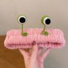 Hofar Pink Big Eyes Face Wash Headband Hairband with Snail Coral Fleece Cartoon Cute Creative Hair Accessories