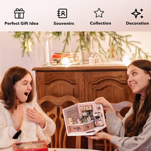 Wowood Super Creator-Mini Blocks Model Building Set for Adults, Miniature Plastic House Kit Super Store-Building Blocks Toys for Teens 8-12, DIY Crafts/Hobbies for Teens&Adult (Double Joy Bubble Tea)