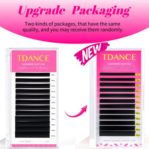 TDANCE Cashmere Easy Fan Lash Extensions Self Fanning Volume Lash Extensions D Curl 0.07mm 14-19mm Matte Black Mega Volume Eyelash Extensions(0.07-D,14-19mm)