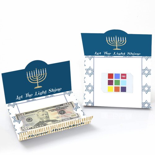 Big Dot of Happiness Happy Hanukkah - Chanukah Money and Gift Card Holders - Set of 8