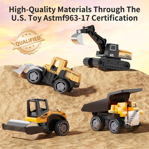 HONGTUO Alloy Mini Construction Vehicles,8Pcs Die-cast Construction Toys Set,Excavators Mixer Truck Bulldozers Forklift Dump Truck Toys,Pull Back Car Toys for Toddlers Kids Boys & Girls