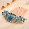 Aimimier Vintage Flower Rhinestone Hair Side Combs Elegant Long Teeth Hair Pins Wedding Bridal Hair Accessories Prom Party Hair Jewelry for Women and Girls(Blue)