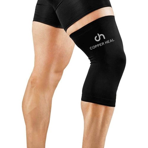 COPPER HEAL Knee Compression Sleeve Recovery Knee Brace GUARANTEED with Highest Copper Infused Content to Support Stiff Sore Muscles and Joints Meniscus Tear & Patella Stabilizer Strap (Black, XL)