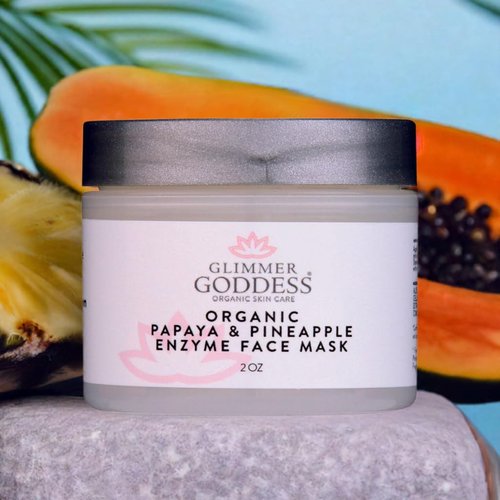 GLIMMER GODDESS Organic Face Mask to Hydrate and Exfoliate - Vegan Papaya and Pineapple Enzyme Mask, 2 oz