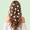 HINZIC 24pcs Daisy Hair Clips, Small Sun Flower Hairpins,Mini Flower Hair Clips Bridesmaid Girls Women Hair Accessories for Beach Wedding Decor, 38mm White