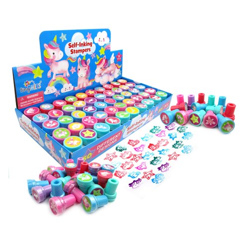TINYMILLS 50 Pcs Unicorn Assorted Stampers for Kids Stocking Stuffer Party Favor Goodie Bag Prizes Classroom Rewards Pinata Filler Arts and Crafts for Kids Girls Birthday Party Favors