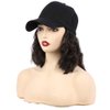 CHRSHN Hat Wig for Women, Short Wave Baseball Cap Wig with Curly Synthetic Hair Extensions, Adjustable Brown Black Baseball Hat Wig