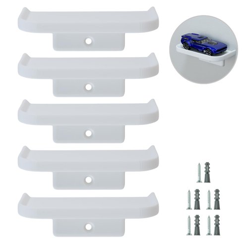 matterform Model Car Wall Mount Shelf (5 Pack) for Hot Wheels & Matchbox | Floating Wall Display Compatible with 1/64 Scale Diecast Toy Cars | Holds Individual Model Cars
