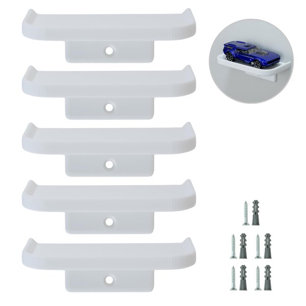 matterform Model Car Wall Mount Shelf (5 Pack) for Hot Wheels & Matchbox | Floating Wall Display Compatible with 1/64 Scale Diecast Toy Cars | Holds Individual Model Cars