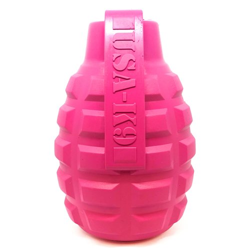 SodaPup USA-K9 Puppy Grenade – Durable Dog Treat Dispenser & Chew Toy Made in USA from Our Non-Toxic, Pet Safe, Food Safe Natural Puppy Rubber Material for Mental Stimulation, Problem Chewing, & More