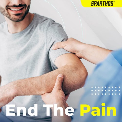 Sparthos Elbow Compression Sleeves (Pair) – Tendonitis Golfer's Tennis Elbow Brace Support for Men and Women – Protect in Sports Golf Bowling Baseball Volleyball Gym Workout Weightlifting (Blue-L)