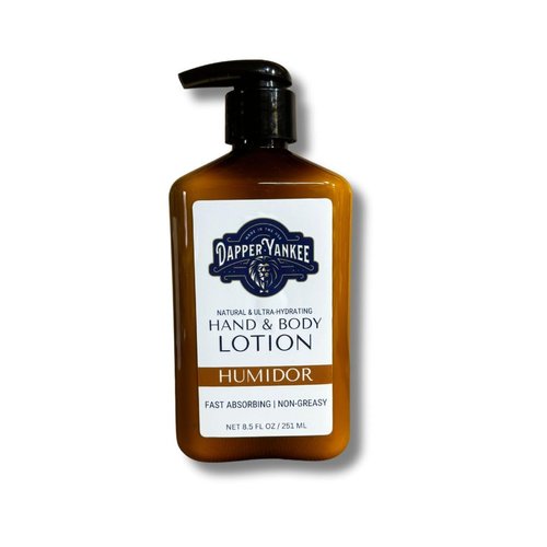 Dapper Yankee Natural Hand & Body Lotion for Men - Humidor - Sweet Pipe Tobacco Scent, Moisturizing, Non-Greasy, Fast Absorbing