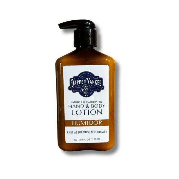 Dapper Yankee Natural Hand & Body Lotion for Men - Humidor - Sweet Pipe Tobacco Scent, Moisturizing, Non-Greasy, Fast Absorbing