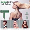 Hair Dryer for Women,Travel Hair Dryer, Powerful Ionic BlowDryer for Fast Drying, Lightweight Portable HairDryer, 3 Temperature 2 Speed Settings, Folding Handle for Compact with Storage Bag,Green