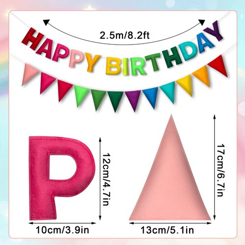 Happy Birthday Banner Rainbow Birthday Felt Garland Banner Colorful Pennant Flag Banners Rainbow Birthday Party Decorations Personalized Happy Birthday Sign for Birthday Party Decor