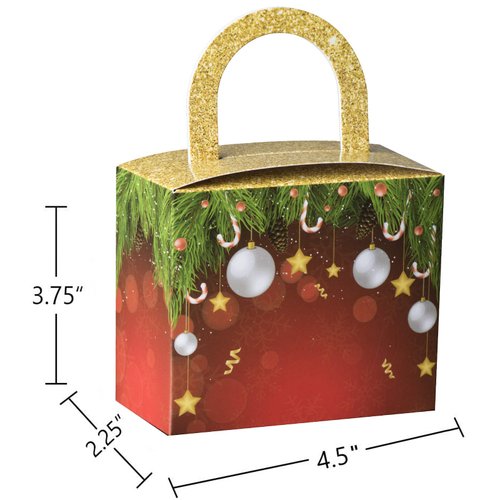 Hammont Christmas Candy Boxes - 18 Pack - Colorful Party Favor Treat Boxes with Sturdy Handle – Perfect for Wedding Favors, Parties and Celebrations | 4.5” x 3.75” x 2.25”
