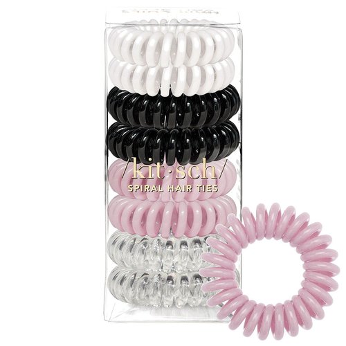Kitsch Spiral Hair Ties for Women - Coil Hair Ties for Thick Hair | No Crease Hair Tie | Spiral Hair Ties No Damage | Hair Coils & Phone Cord Hair Ties for Thin Hair, Hair Ties Spiral, 8 pcs (Basics)