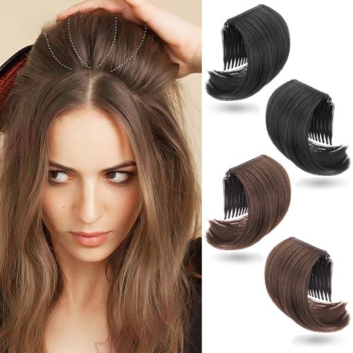 RUSTAMM Hair Bun Invisible False Hair Clip Hair Comb Bump It Up Volume Hair Base Fluffy Hair Pad Hair Extensions Styling Insert Tool for Women Girls Hairstyles Accessories Black Light Brown 2 Pcs