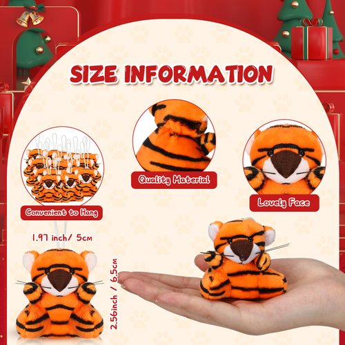 Shappy 50 Pcs Mini Animal Plush Toys Small Stuffed Animals Bulk Cute Tiny Animal Keychains for Gift Party Carnival Prize (Tiger)