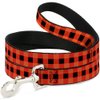 Dog Leash Buffalo Plaid Black Orange 6 Feet Long 1.0 Inch Wide