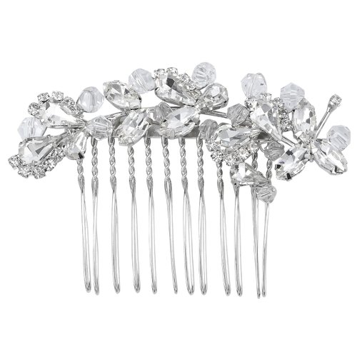 Bridal Wedding Crystal Hair Comb, Handmade White Rhinestone Hair Clips Bridal Headpiece Sparkly Crystal Hair Pin Side Combs Hair Accessorie for Women Girls