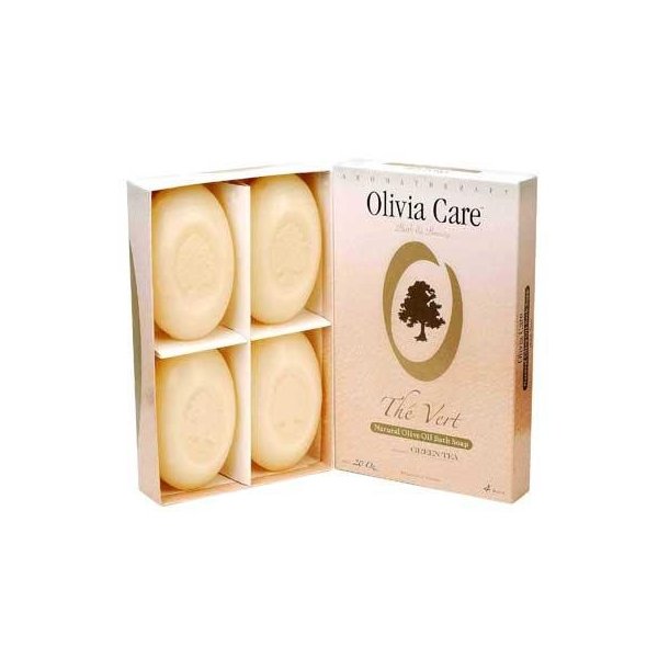 Olivia Care Olive Oil Soap, Green Tea, 5-Ounce Boxes (Pack of 4)